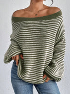 Striped Boat Neck Sweater