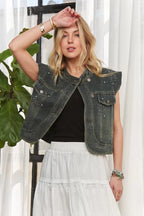 ADORA Sleeveless Button Down Denim Jacket
