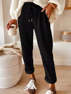 Casual Corduroy Drawstring Waist Pants