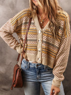 Vintage Patterned Button-Down Cardigan