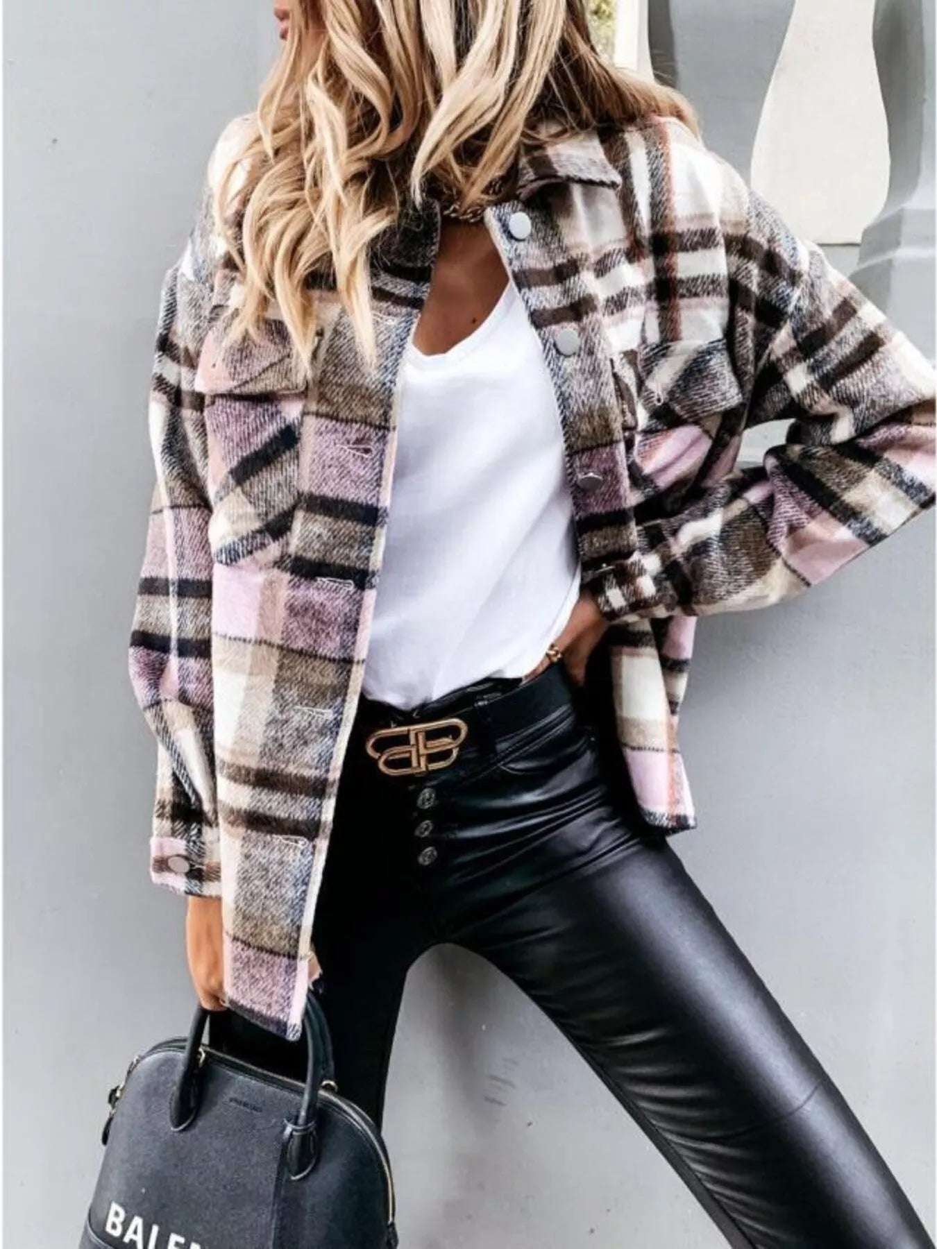 Plaid Button-Down Long Sleeve Shacket