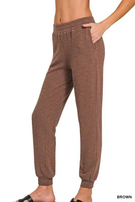 Zenana Cotton Slub Jogger Pants