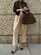 Snap Down Cropped Bomber Jacket