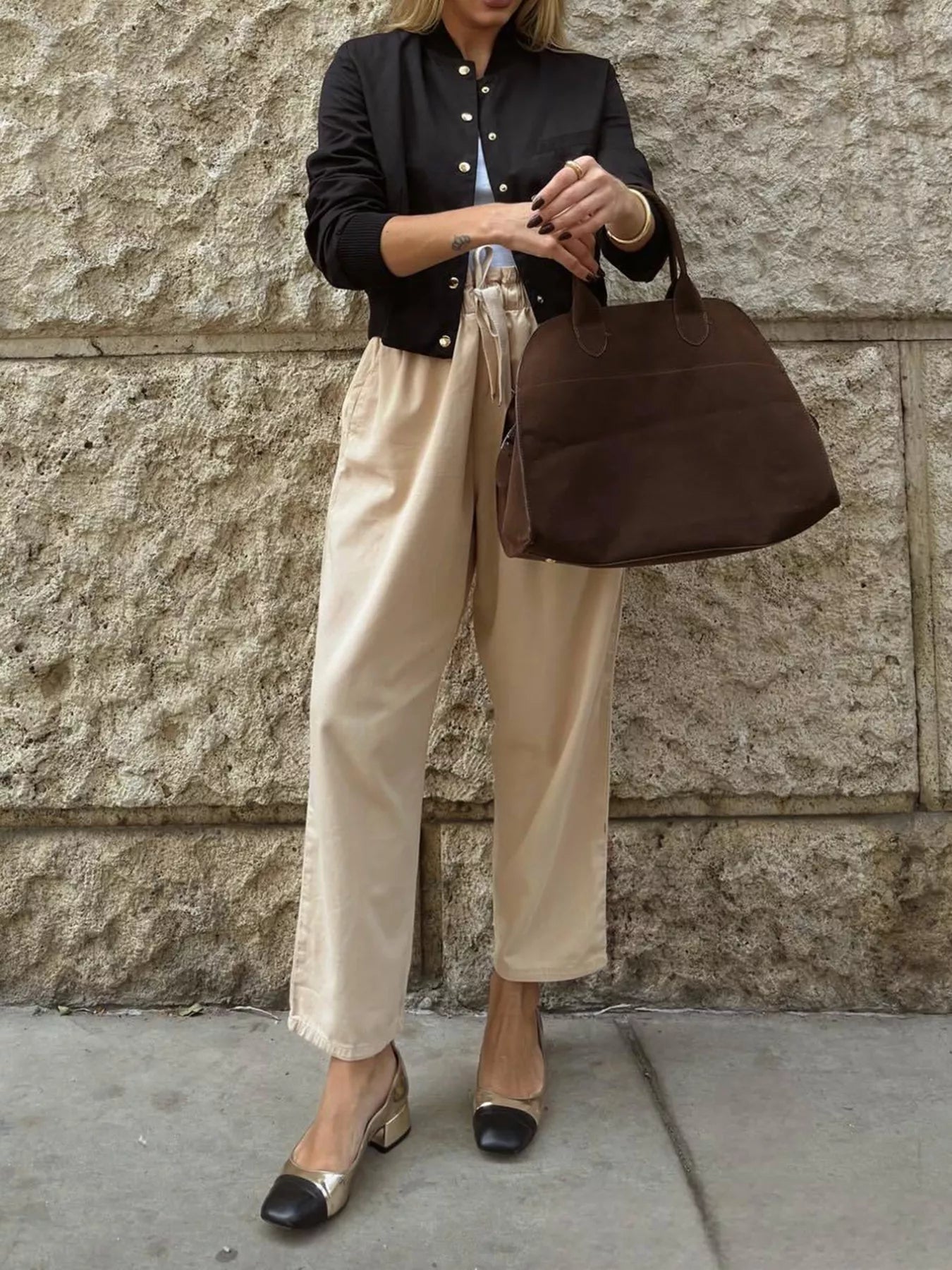 Snap Down Cropped Bomber Jacket