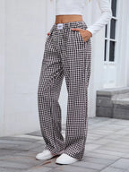 Plaid Wide Leg Casual Pants