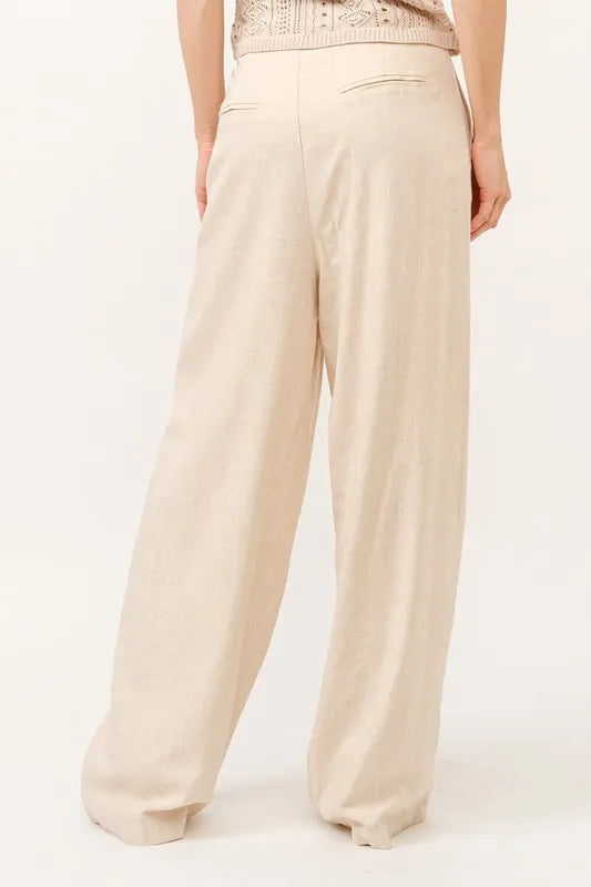 And The Why High-Rise Wide Leg Linen Blended Pants