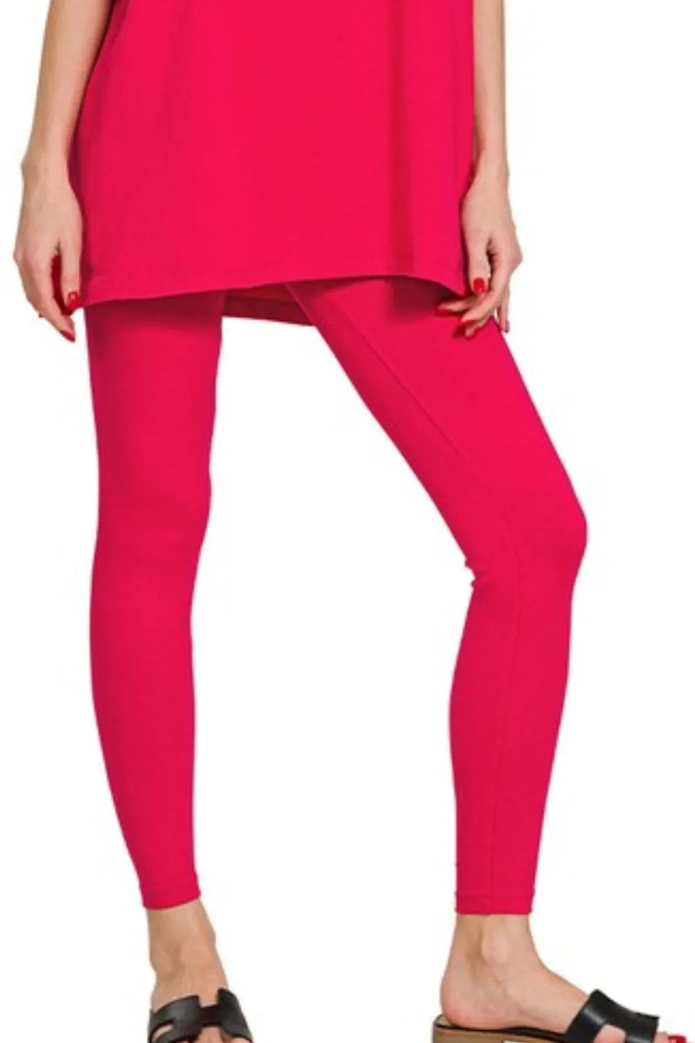 Zenana Cotton Round Neck Top & Legging Set
