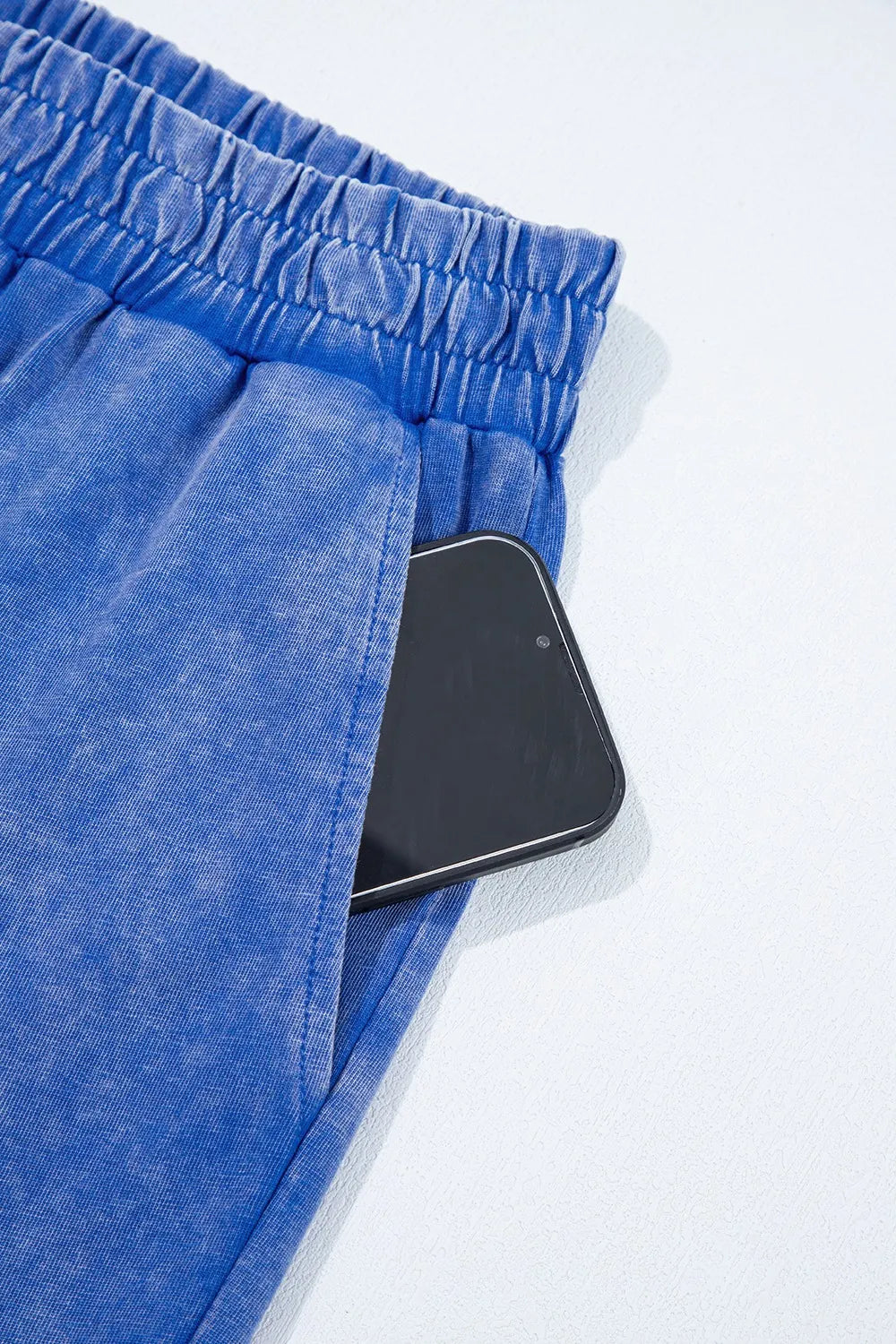 Acid Wash Star Patched Rolled Trim Top and Pants Set