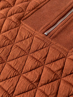 Geometric Quilted Half Zipped Loose Sweatshirt