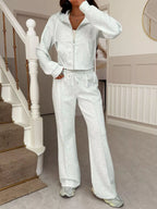 Zip-Up Hoodie and Wide Leg Pants Set