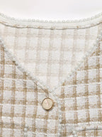 Pearl Trim Button Up Tweed Outerwear