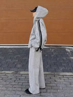 Side Striped Zip Up Hoodie and Pants Set