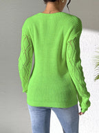 V-Neck Hollow Knit Sweater