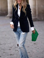 One Button Long Sleeve Blazer