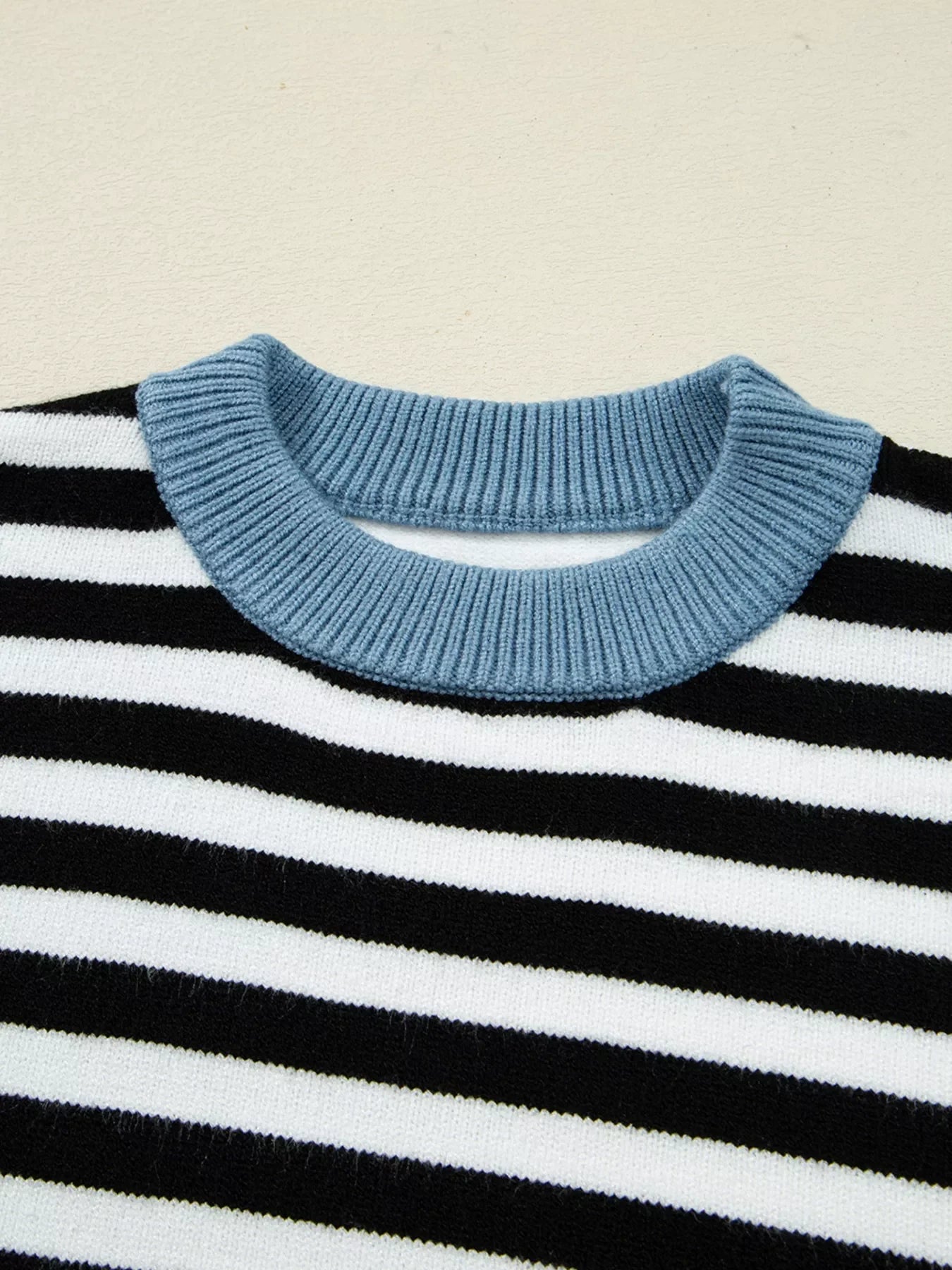 Striped Panels Colorblock Sleeve Sweater