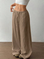 Wide Leg Drawstring Casual Pants