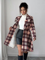 Plaid Button Up Long Sleeve Coat