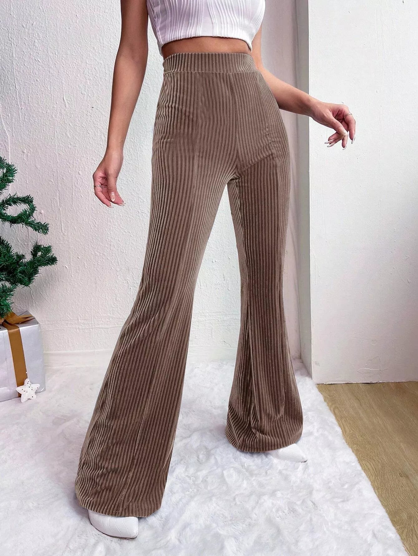 Corduroy High Waist Flare Pants