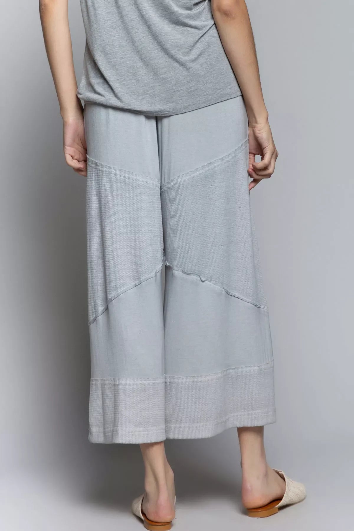 POL Elastic Waistband Wide Leg Pants with Drawstring