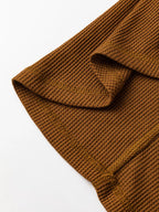 Waffle Knit Patchwork Exposed Seam Loose Shacket