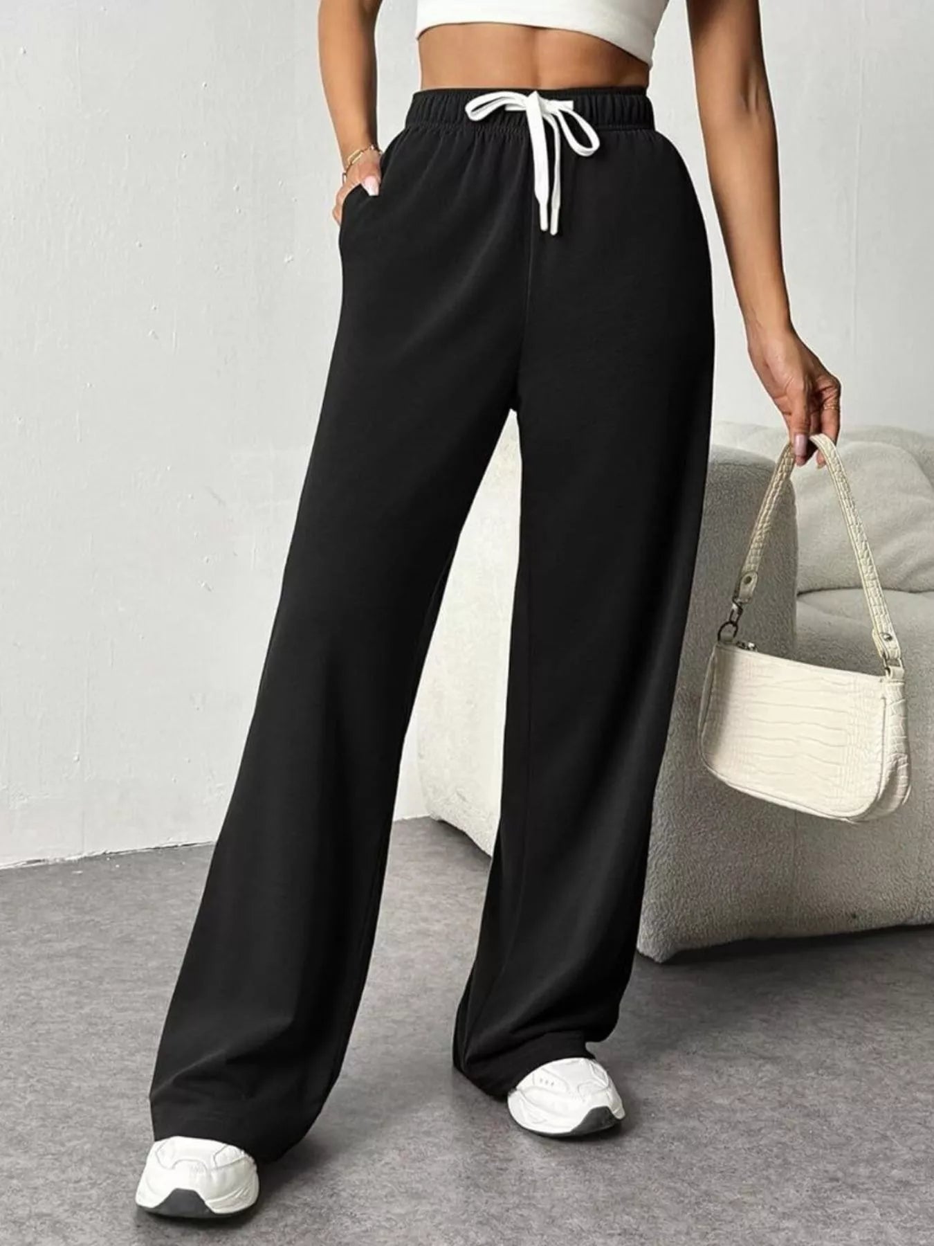 Drawstring Wide Leg Pants