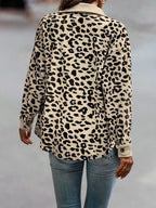 Full Size Leopard Print Button-Down Jacket Plus Size