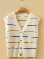 Striped Button-Down Sweater Vest