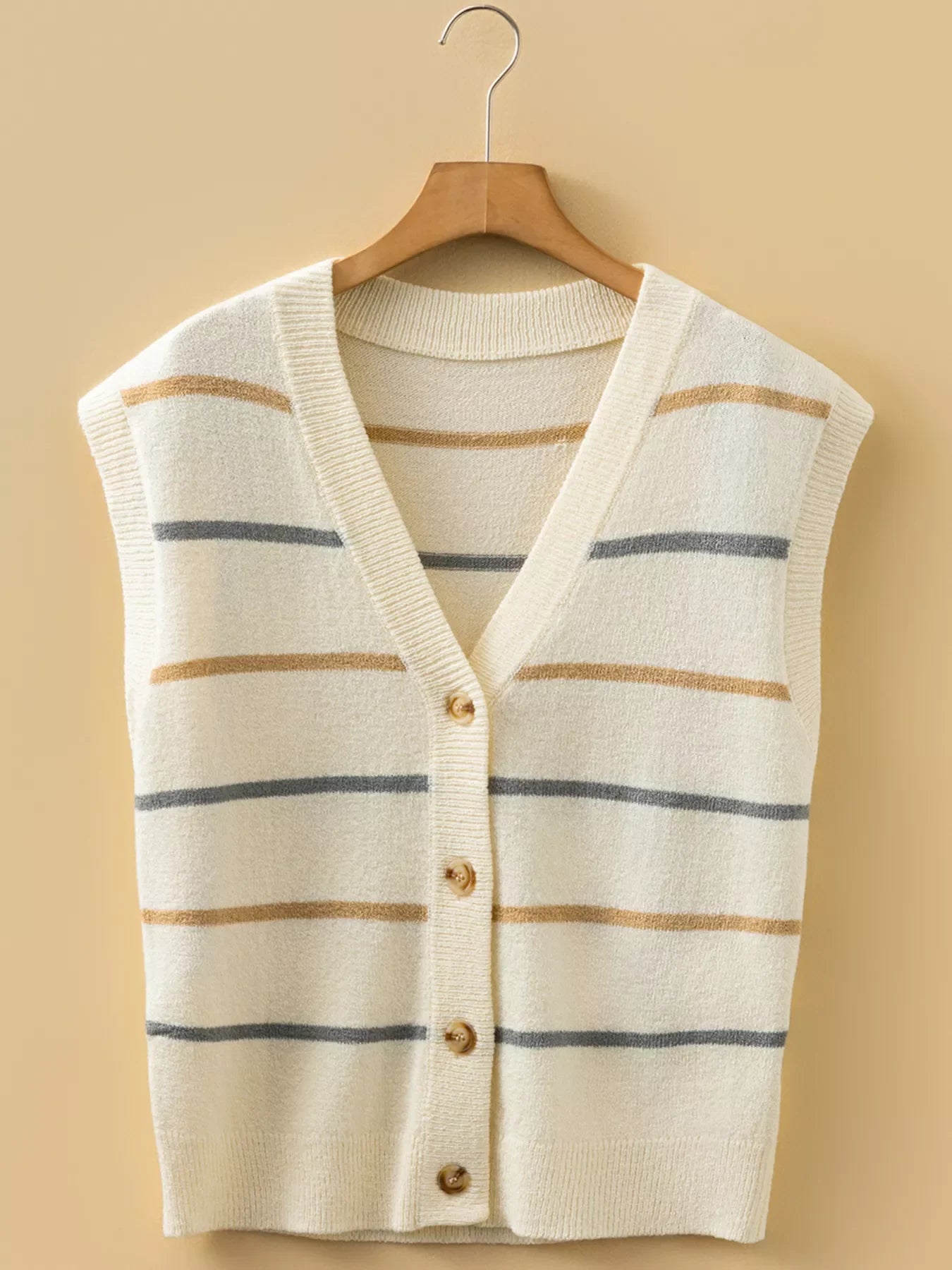 Striped Button-Down Sweater Vest