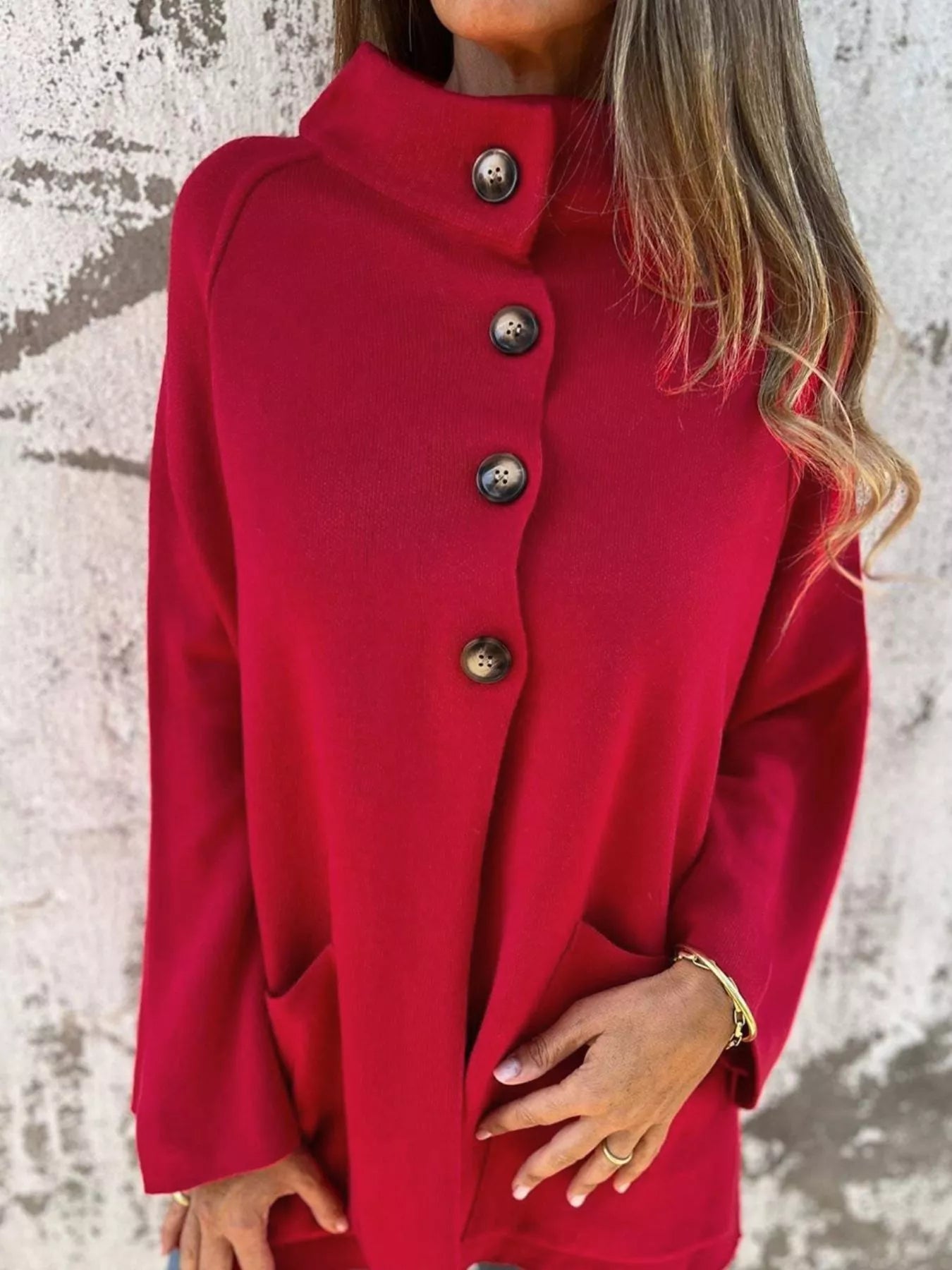 Collared Button Front Wrapped Cardigan