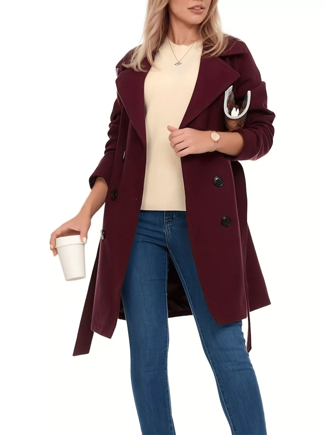 Double Breasted Long Sleeve Coat