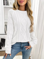 Cable Knit Round Neck Sweater