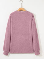 Ribbed Texture Drop Shoulder Henley Top