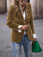 One Button Long Sleeve Blazer