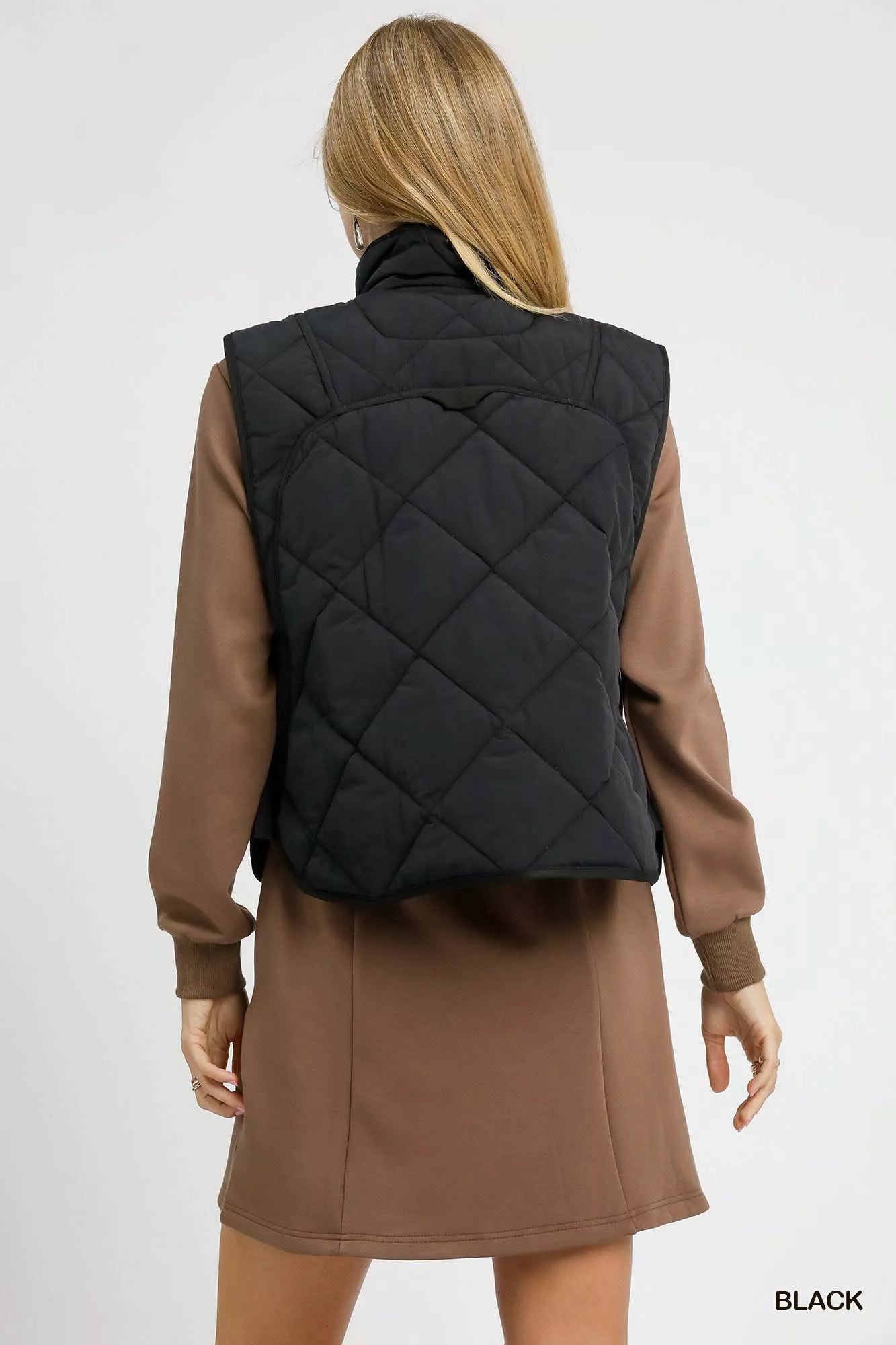 Umgee Quilted Snap-Front Puffer Vest