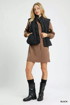 Umgee Quilted Snap-Front Puffer Vest