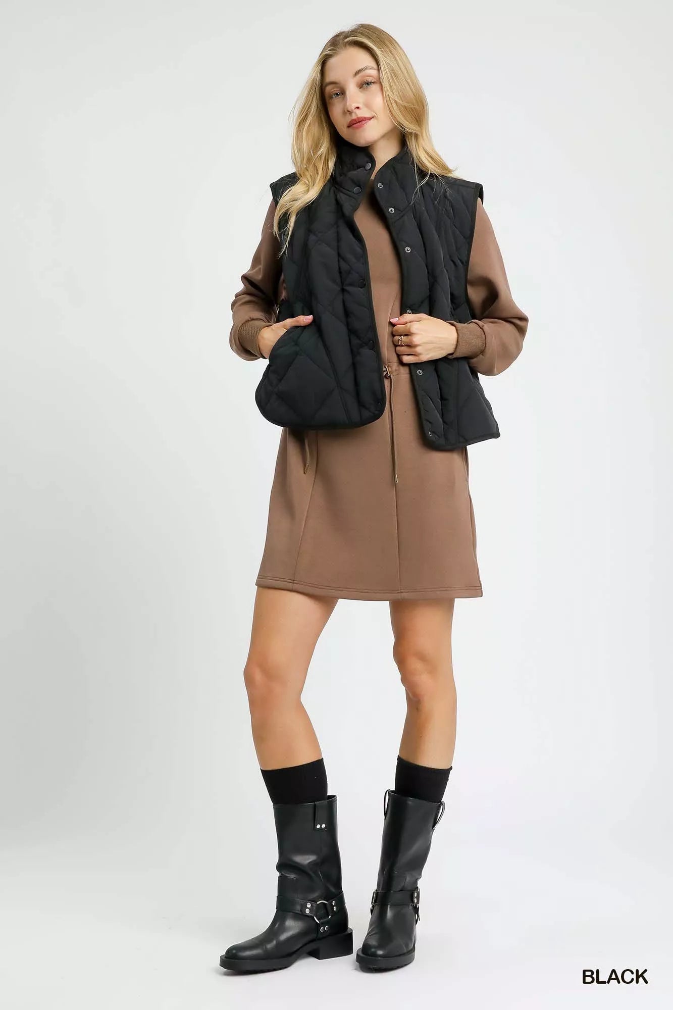 Umgee Quilted Snap-Front Puffer Vest