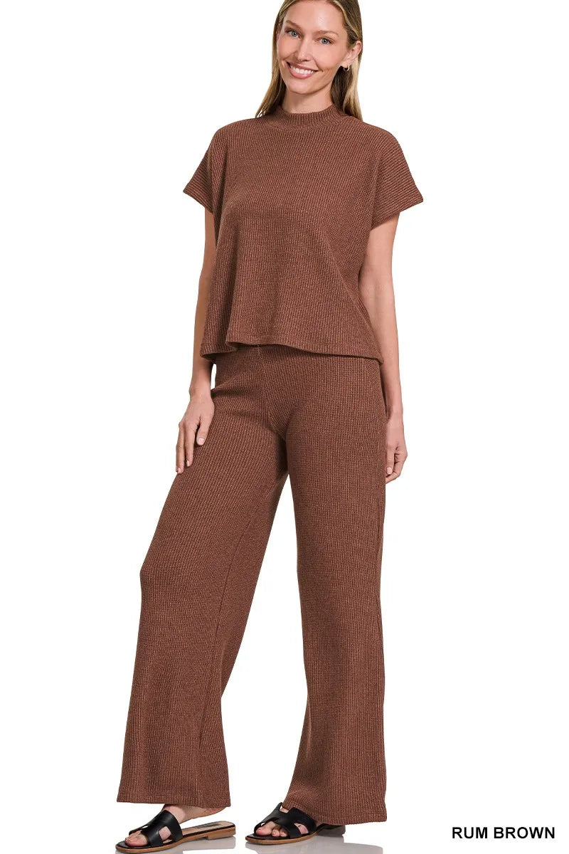 Zenana Sweater Boxy Top & Long Pants Set