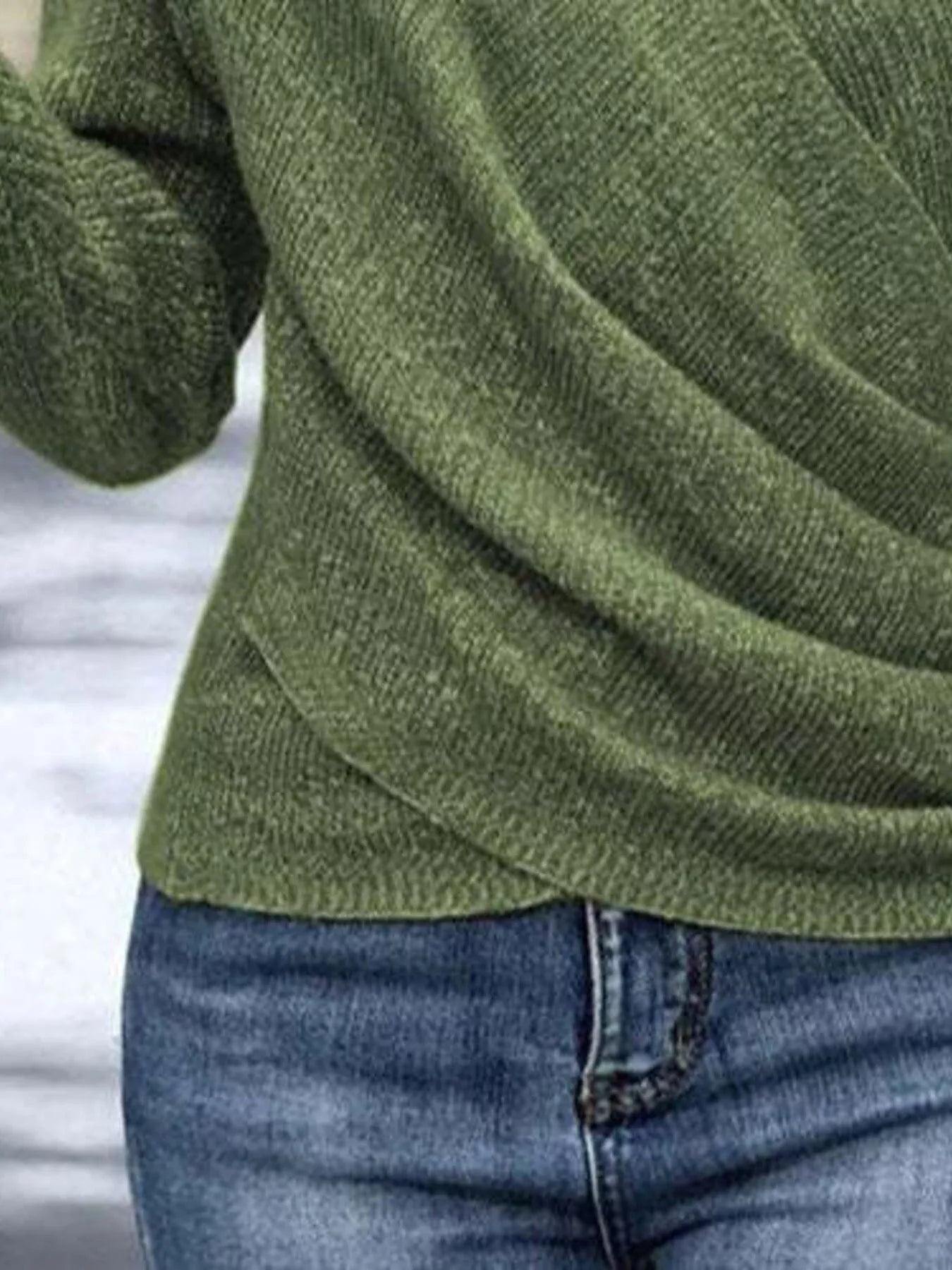 Surplice Long Sleeve Knit Top