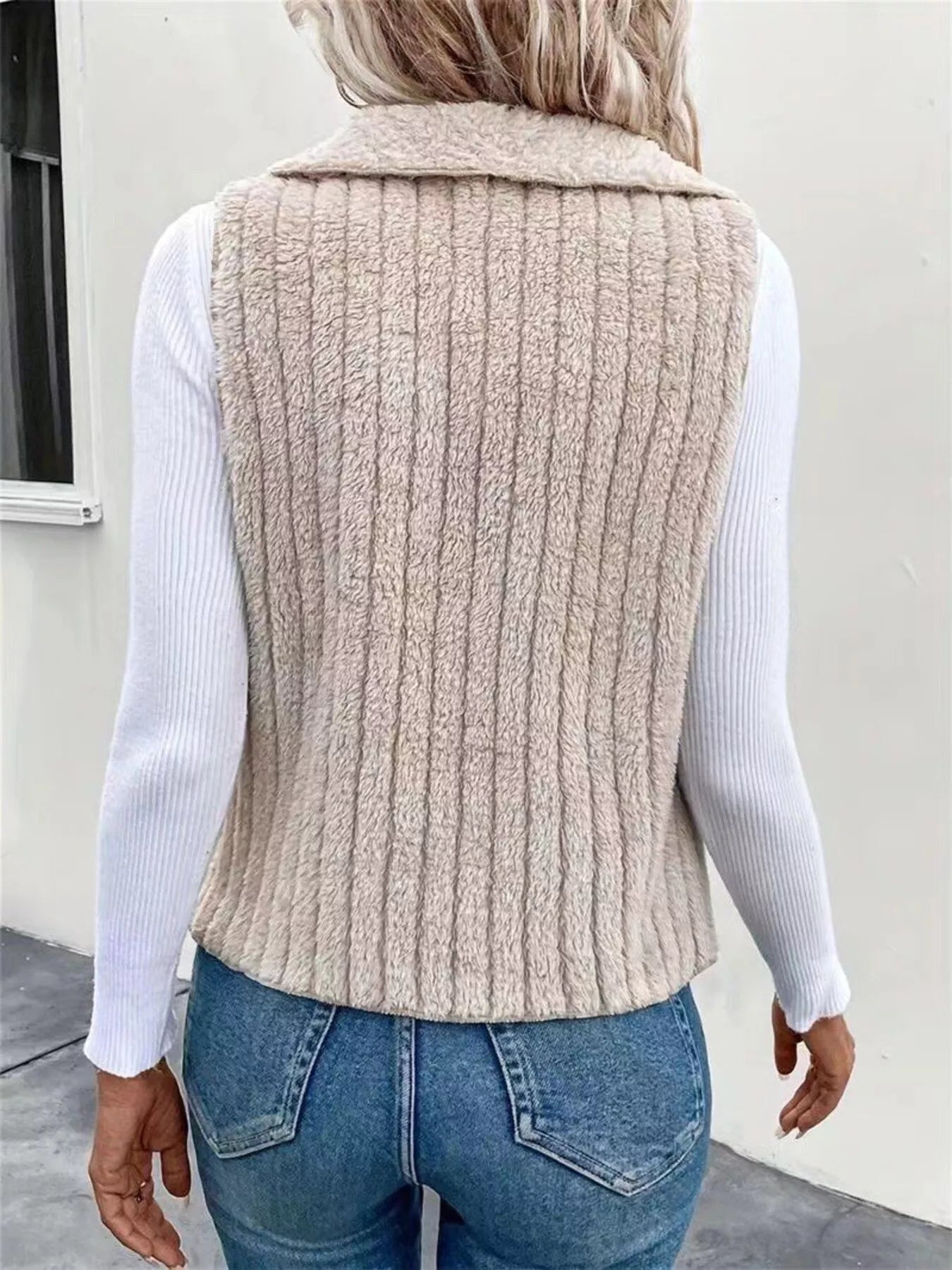 Cozy Fleece Open Front Vest Coat