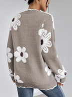 Floral V-Neck Long Sleeve Sweater