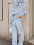 Zip Up Drawstring Hoodie and Pants Set