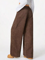Wide Leg Corduroy Drawstring Pants