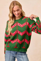 BiBi Christmas Theme Chevron Sequins Detail Sweater