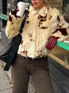 Faux Fur Zip Up Cropped Outerwear