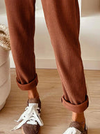 Casual Corduroy Drawstring Waist Pants
