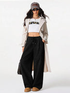 Relaxed Fit Corduroy Pants with Drawstring