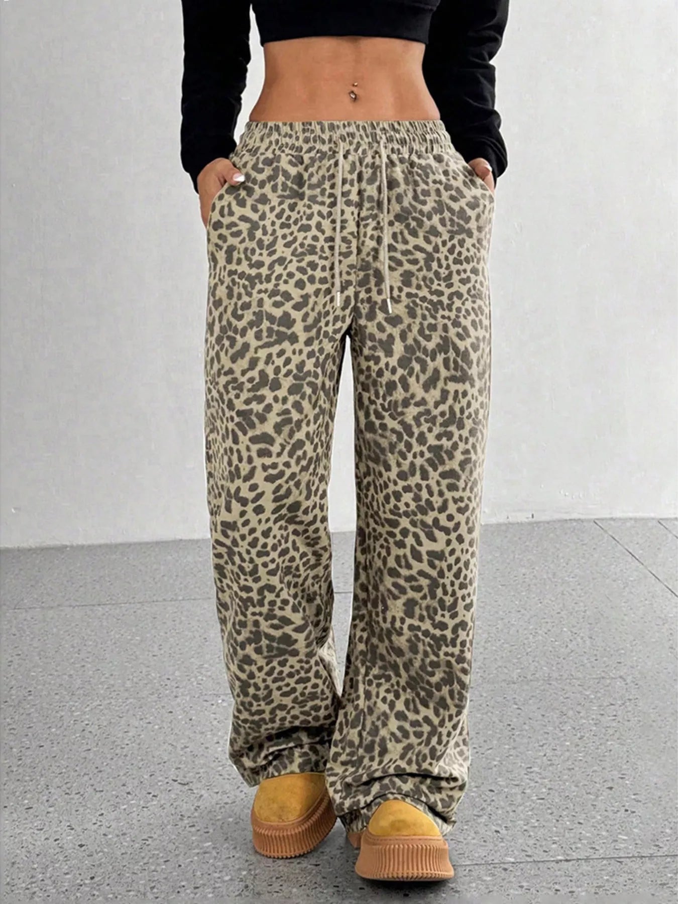 Full Size Leopard Print Wide Leg Pants Plus Size
