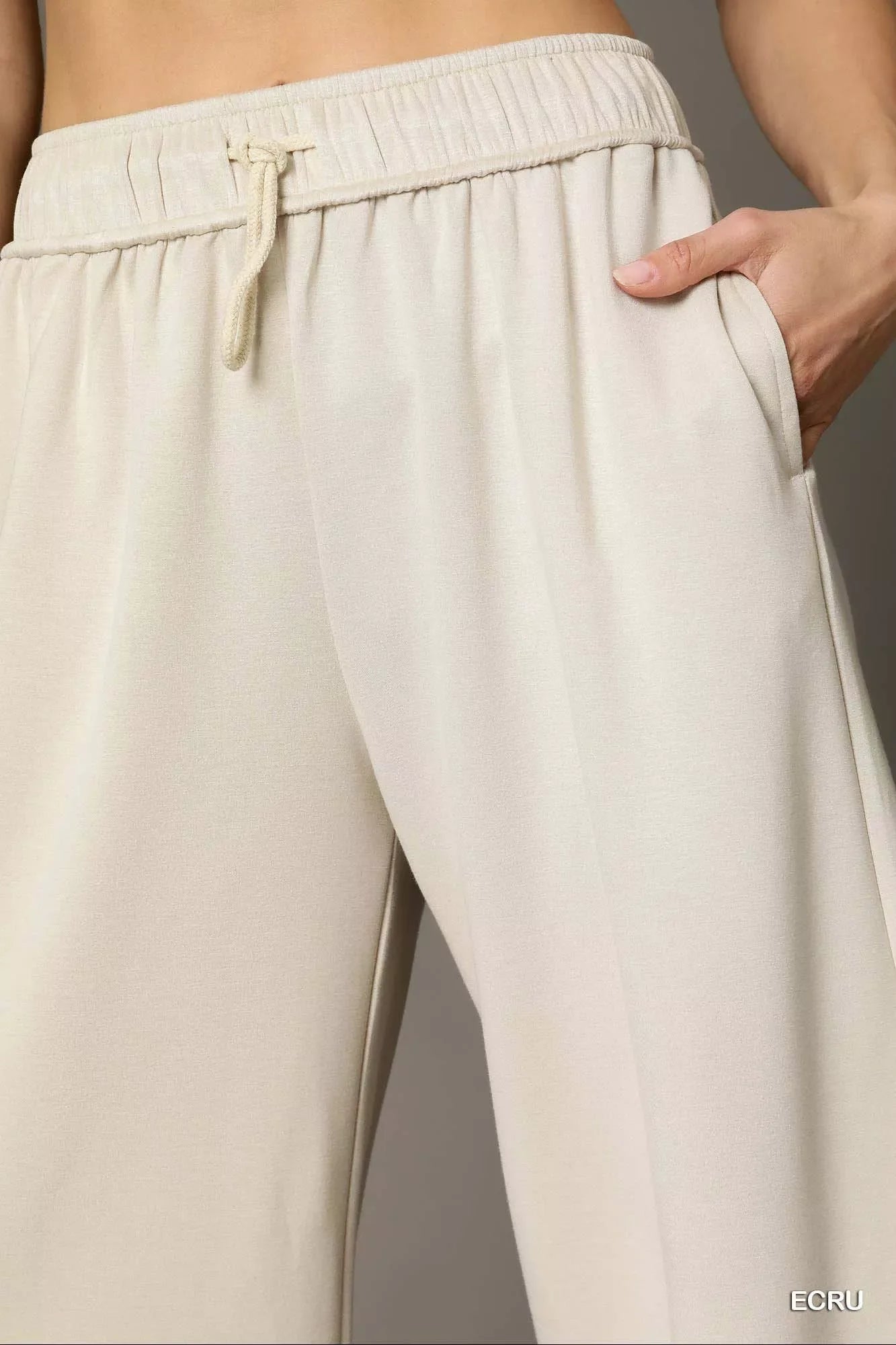 Umgee Elastic Drawstring Waistband Wide Leg Pants