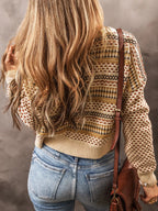 Vintage Patterned Button-Down Cardigan