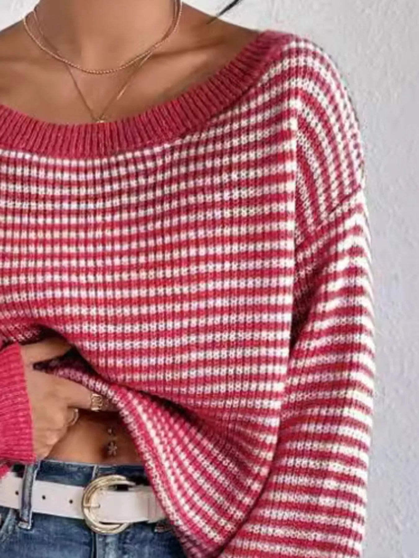 Striped Boat Neck Sweater